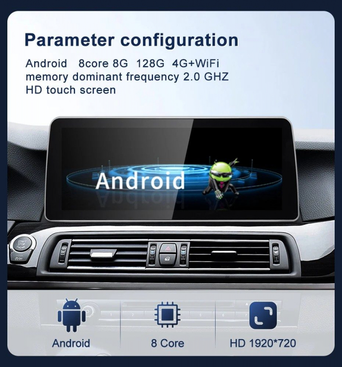 2025 12,3" Android-Display für BMW 5er F10/F11 – CIC – 4GB RAM 32GB ROM – Wireless CarPlay & Android Auto (ID6/ID7/ID8 UI)